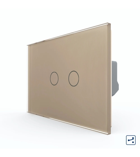 Intrerupator Dublu Cap Scara / Cruce cu Touch LIVOLO din Sticla – Standard Italian, auriu