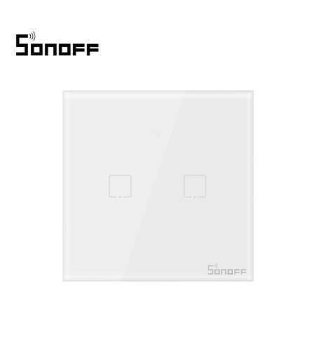 Intrerupator dublu cu touch Sonoff T0EU2C, Wi-Fi, Control de pe telefonul mobil