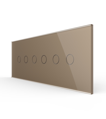 Intrerupator Dublu + Dublu + Dublu cu Touch LIVOLO cu Rama Din Sticla, Standard Italian, 6M, auriu