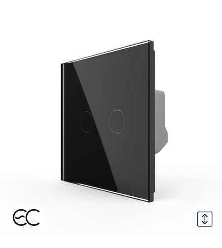 Intrerupator Dublu Draperie cu Touch LIVOLO din Sticla - Protocol ZigBee EC, negru
