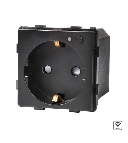 Modul Priza Inteligenta Wi-Fi cu Monitorizare Consum, Fara Rama Din Sticla LUXION, negru