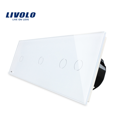Intrerupator cu touch simplu+simplu+dublu LIVOLO din sticla, alb