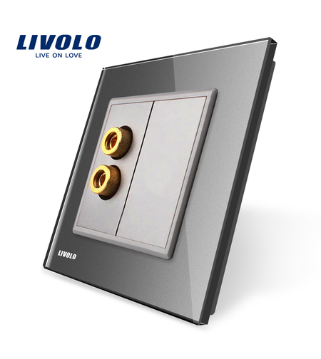 Priza redare sunet LIVOLO cu rama din sticla, gri