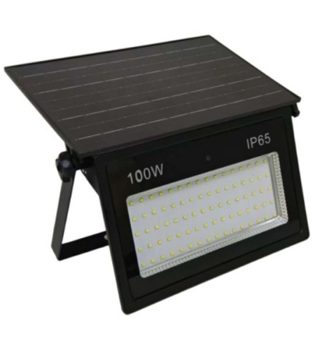 Proiector cu panou solar integrat 100W, 285x175x52mm, 1300lm, IP65, 6500K