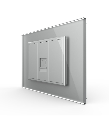 Priza Telefon LIVOLO cu Rama din Sticla, gri