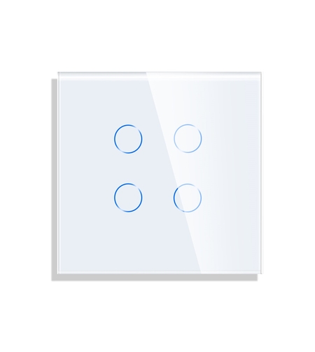 Panou Intrerupator Cvadruplu cu Touch Din Sticla LUXION, alb