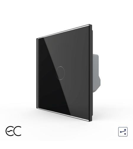 Intrerupator Simplu Cap Scara / Cruce cu Touch LIVOLO din Sticla - Protocol ZigBee EC, negru