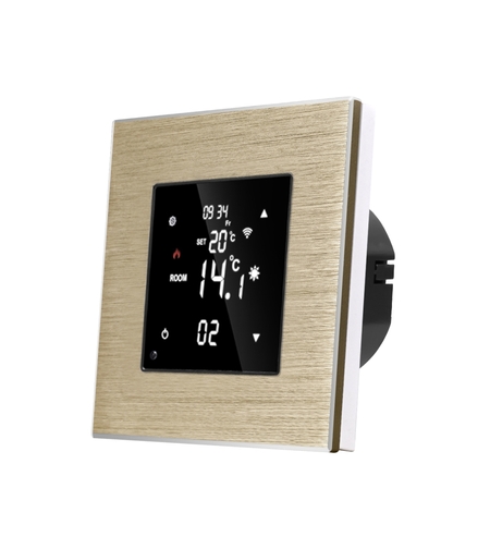 Termostat Wi-Fi pentru incalzirea electrica LUXION cu Rama din Aluminiu, auriu