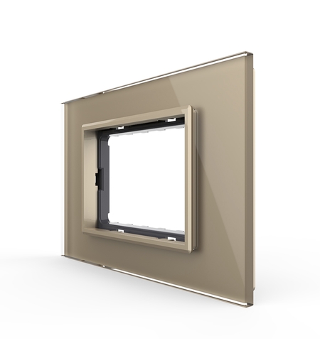 Rama din sticla Livolo standard Italian 3 module - Serie noua, auriu