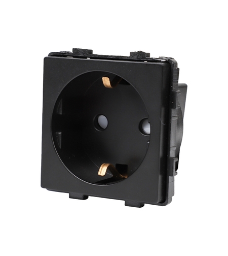 Modul Priza Simpla Fara Rama Din Sticla LUXION, negru