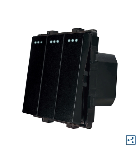 Modul Intrerupator Triplu Cap Scara Mecanic LUXION, negru