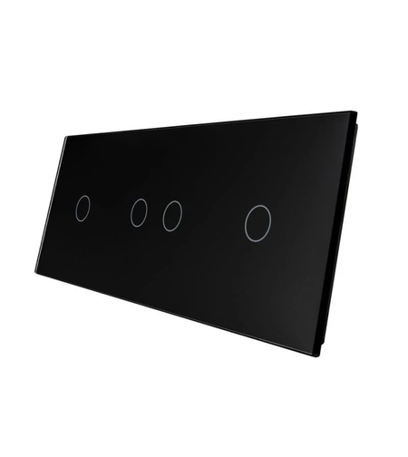 Panou intrerupator simplu+ dublu + simplu cu touch LIVOLO din sticla, negru