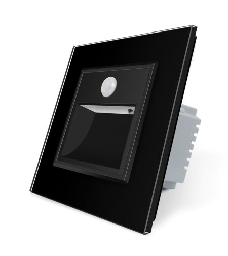 Lampa de veghe LED Livolo cu rama din sticla, Senzor miscare incorporat, negru