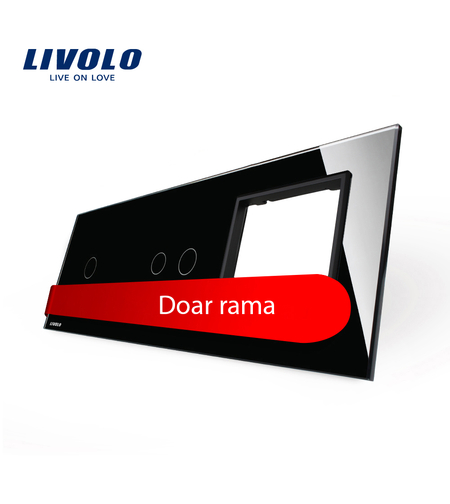 Panou intrerupator simplu+dublu+ priza Livolo din sticla, negru