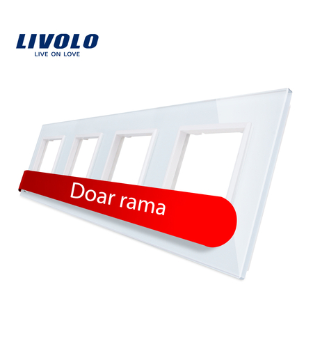 Rama priza cvadrupla Livolo din sticla, alb