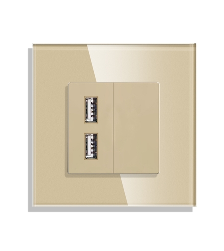 Priza USB cu Rama din Sticla LUXION, auriu