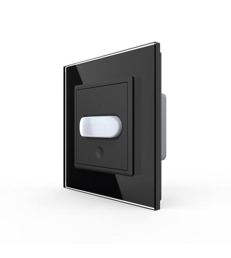 Intrerupator senzor de miscare PIR Livolo cu rama din sticla, negru