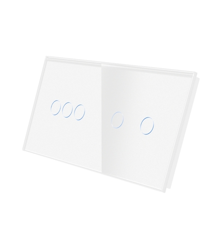 Panou Intrerupator Triplu + Dublu cu Touch Din Sticla LUXION, alb