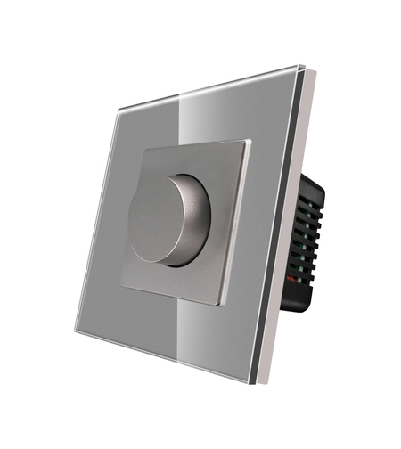 Intrerupator cu Variator Mecanic LUXION cu Rama din Sticla, gri