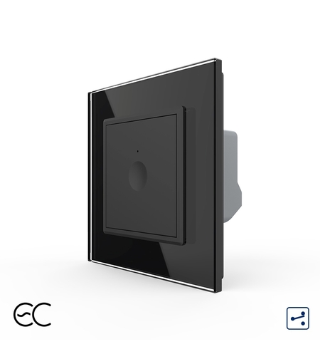 Intrerupator Simplu Cap Scara / Cruce cu Touch LIVOLO cu Rama din Sticla - Protocol Zigbee EC, negru