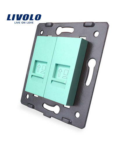 Priza dubla internet Livolo, verde
