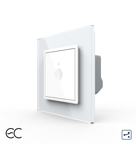 Intrerupator Simplu Cap Scara / Cruce cu Touch LIVOLO cu Rama din Sticla - Protocol Zigbee EC, alb