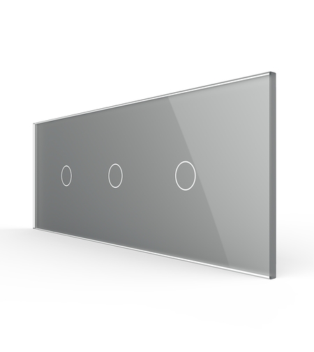 Intrerupator Simplu + Simplu + Simplu cu Touch LIVOLO cu Rama Din Sticla, Standard Italian, 6M, gri