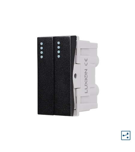 Modul Intrerupator Dublu Cap-Scara Mecanic 2M / 1M LUXION, Standard Italian, negru