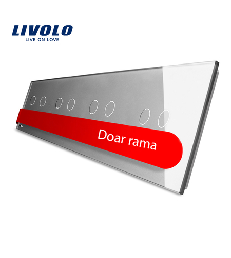 Panou intrerupator dublu+dublu+dublu+dublu cu touch Livolo din sticla, gri