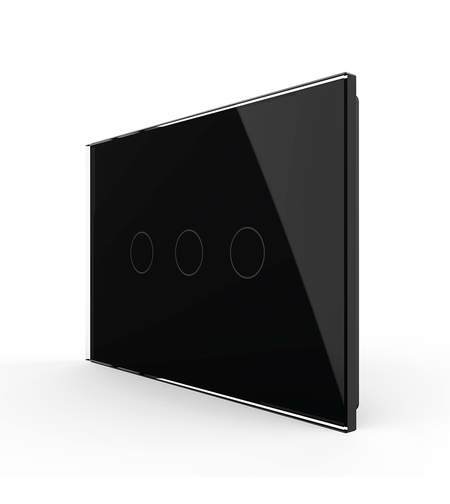 Panou intrerupator triplu cu touch Livolo din sticla, standard Italian - Serie noua, negru