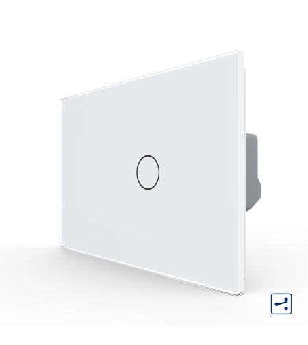 Intrerupator Simplu Cap Scara / Cruce cu Touch LIVOLO din Sticla, Standard Italian, alb