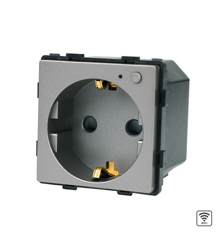 Modul Priza Inteligenta Wi-Fi cu Monitorizare Consum, Fara Rama Din Sticla LUXION, gri