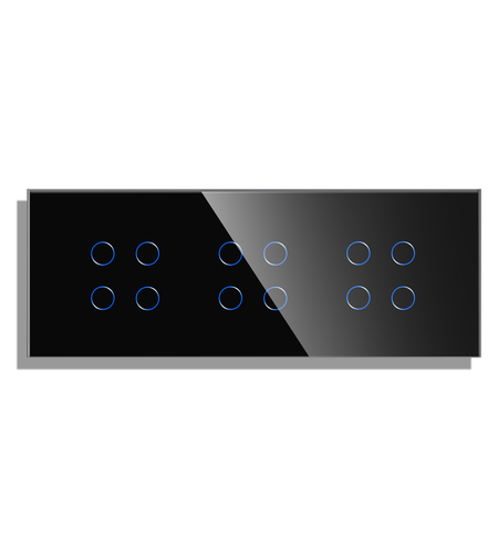 Panou 3 Intrerupatoare Cvadruple cu Touch din Sticla LUXION, negru