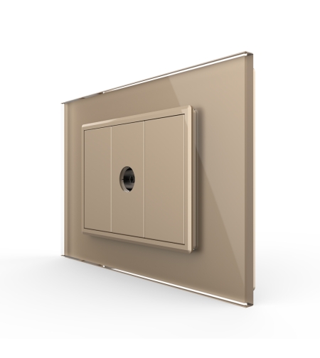 Priza Simpla TV Livolo cu Rama din Sticla - Serie Noua, auriu