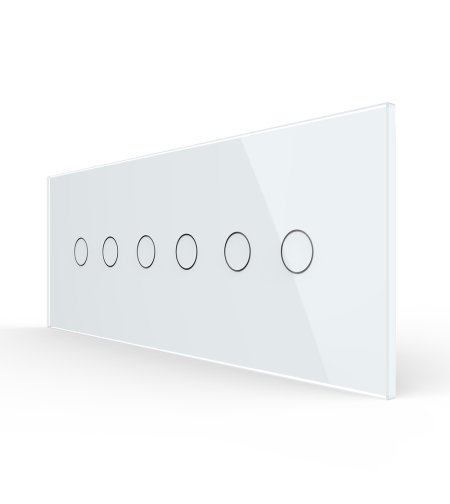 Intrerupator Dublu + Dublu + Dublu cu Touch LIVOLO cu Rama Din Sticla, Standard Italian, 6M, alb