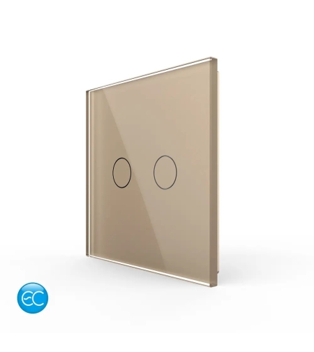 Telecomanda EC Tip Panou Dublu cu Touch LIVOLO din Sticla Securizata, auriu