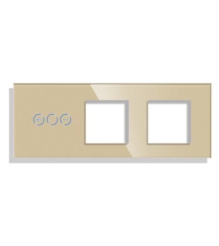 Panou Intrerupator Variator cu Touch si 2 Prize Simple Din Sticla LUXION, auriu