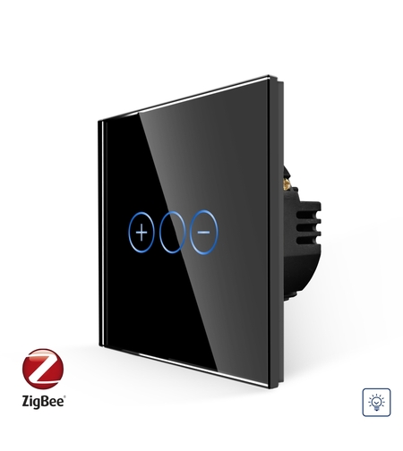 Intrerupator Simplu cu Variator cu Touch din Sticla LUXION, protocol Zigbee, negru