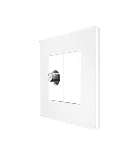 Priza TV Satelit cu Rama din Sticla LUXION, alb