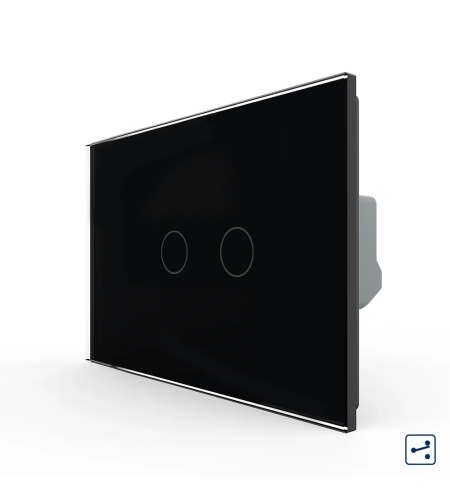 Intrerupator Dublu Cap Scara / Cruce cu Touch LIVOLO din Sticla – Standard Italian, negru
