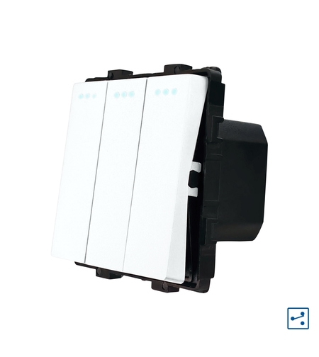 Modul Intrerupator Triplu Cap Scara Mecanic LUXION, alb
