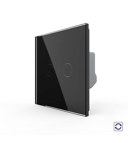 Intrerupator Dublu cu Revenire, Contact Uscat cu Touch LIVOLO - Serie Noua, negru