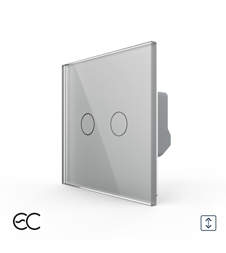 Intrerupator Dublu Draperie cu Touch LIVOLO din Sticla - Protocol ZigBee EC, gri