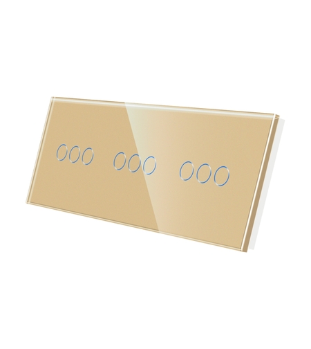 Panou Intrerupator Triplu + Triplu + Triplu cu Touch Din Sticla LUXION, auriu