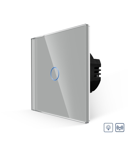 Intrerupator Simplu cu Variator cu Touch din Sticla LUXION, RF433, gri