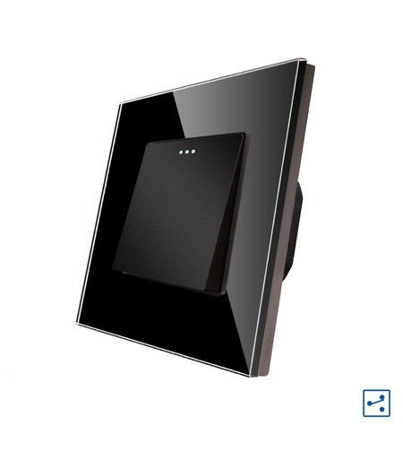 Intrerupator Simplu Cap Cruce Mecanic LUXION cu Rama din Sticla, negru