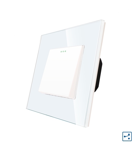 Intrerupator Simplu Cap Scara Mecanic LUXION cu Rama din Sticla, alb