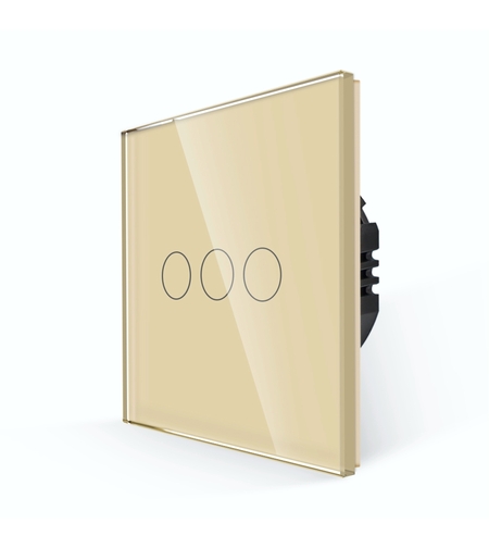 Intrerupator Triplu cu Touch din Sticla LUXION, 500W, auriu