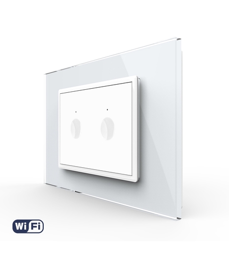 Intrerupator Dublu WIFI cu Touch LIVOLO cu rama din sticla, standard italian – Serie Noua