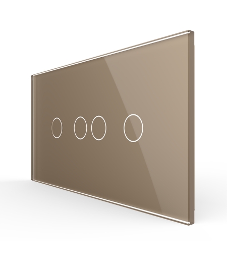 Intrerupator Dublu + Dublu cu Touch LIVOLO cu Rama Din Sticla, Standard Italian, 4M, auriu